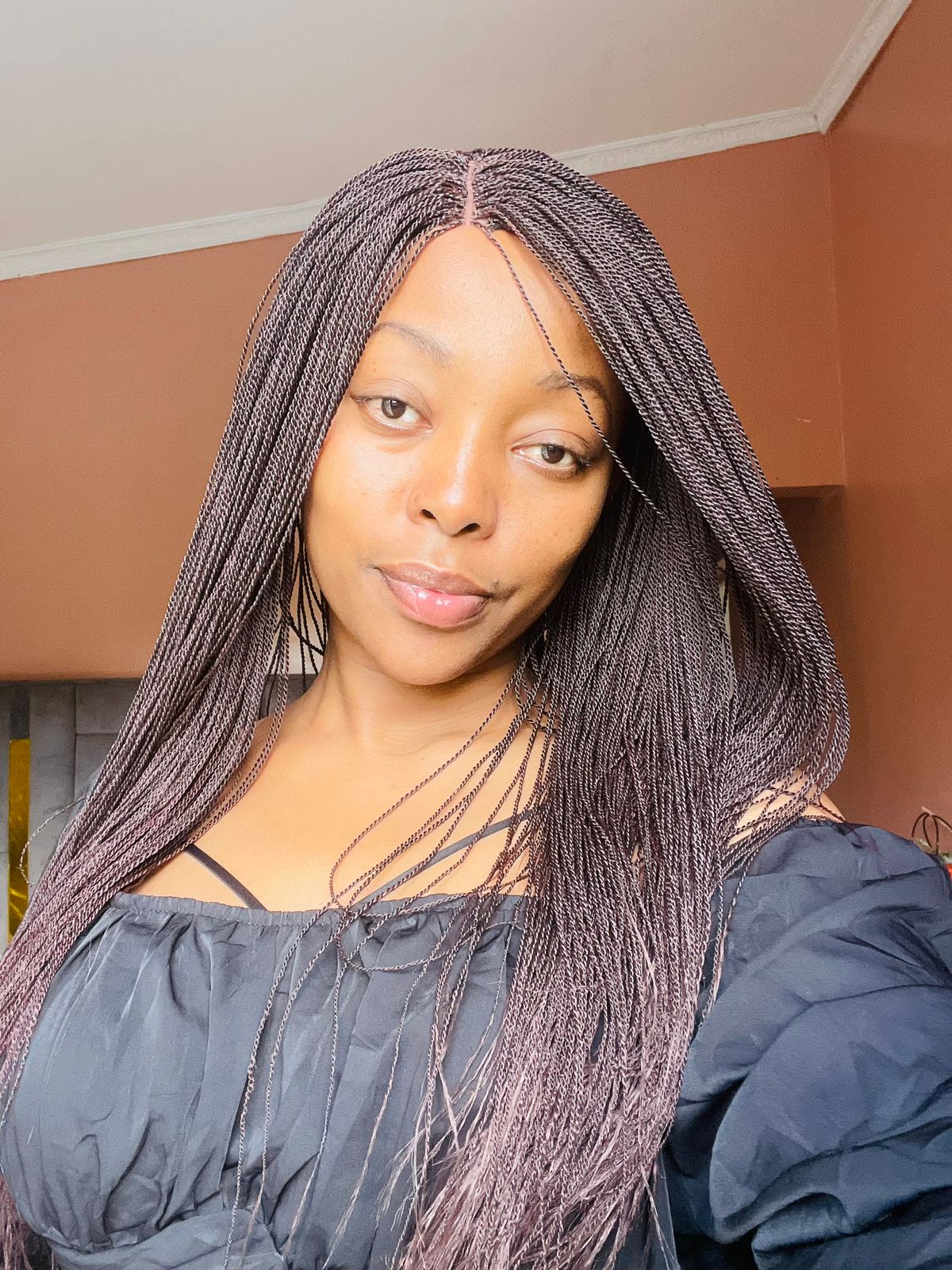 Burgundy braided wig